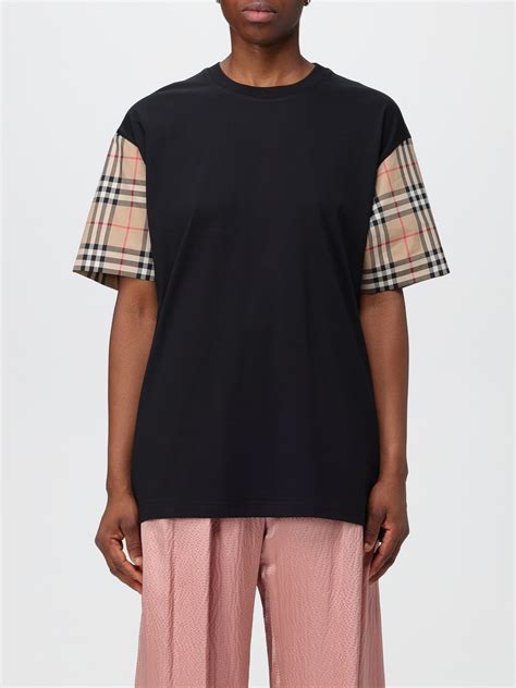 black burberry t-shirt|Check Sleeve Cotton T.